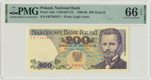200 złotych 1988 - EB - PMG 66 EPQ - pierwsza seria rocznika