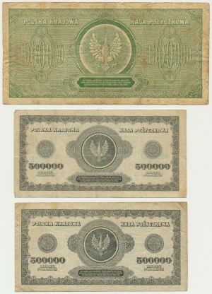 Súprava, 500 000 - 1 milión mariek 1923 (3 kusy).