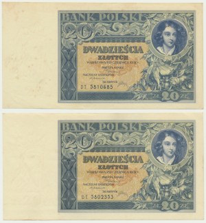 20 or 1931 - DT. (2 pièces)