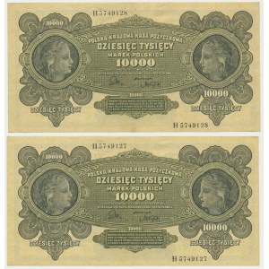 10 000 marks 1922 - H - (2 pièces) - numéros consécutifs