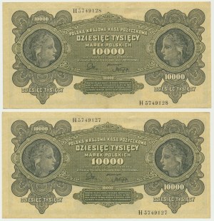 10.000 Mark 1922 - H - (2 Stk.) - fortlaufende Nummern