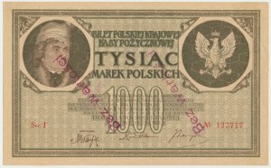 1 000 marek 1919 - Série I - Bez hodnoty -