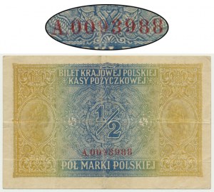 1/2 marki 1916 - Jenerał - A - niski numer