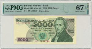 5.000 złotych 1986 - AY - PMG 67 EPQ - pierwsza seria rocznika