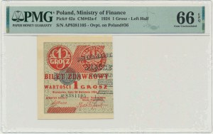 1 grosz 1924 - AP - lewa połowa - PMG 66 EPQ