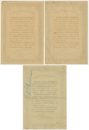 5% Państwowa Pożyczka Konwersyjna 1924, świadectwo ułamkowe 1-3 zł (3 szt.)