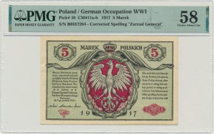 5 marques 1916 - Général - tickets - B - PMG 58