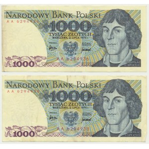 1 000 PLN 1975 - AA (2 pièces)