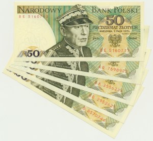 Zestaw, 50 złotych 1975 (5 szt.)