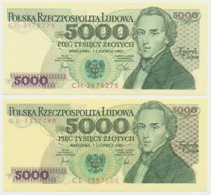5 000 PLN 1982 (2 pièces)