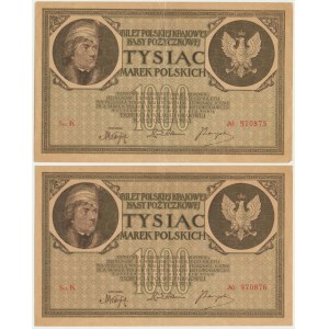 1 000 marks 1919 - Ser.K (2 pièces) - numéros consécutifs