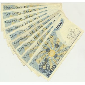 Zestaw, 1.000 złotych 1975 (9 szt.)