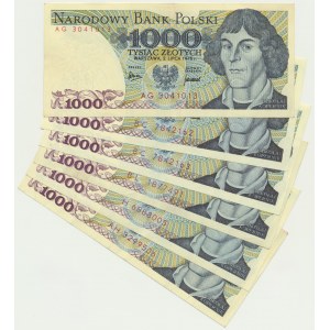 Zestaw, 1.000 złotych 1975 (6 szt.)