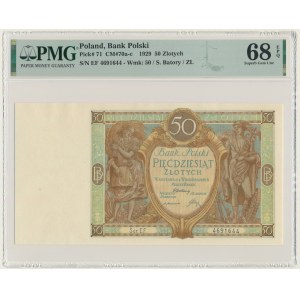 50 zlatých 1929 - séria EF. - PMG 68 EPQ