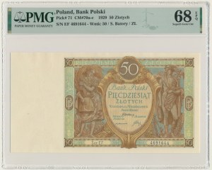 50 zlatých 1929 - séria EF. - PMG 68 EPQ