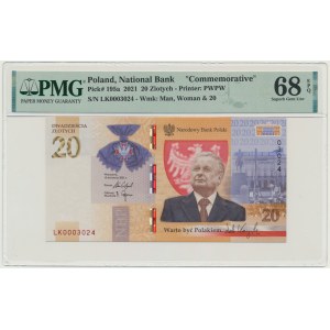 20 złotych 2021 - L. Kaczyński - PMG 68 EPQ