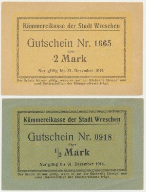 Września (Wreschen), 1/2-2 značky 1914 (2 kusy).