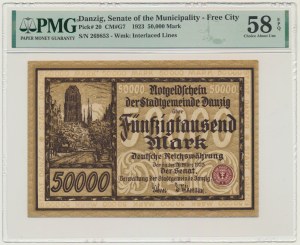 Gdaňsk, 50 000 marek 1923 - PMG 58 EPQ