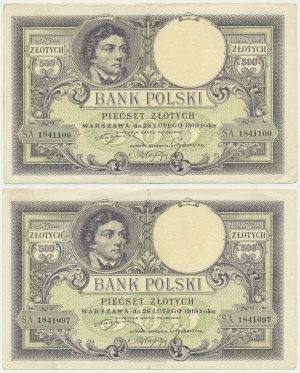 500 or 1919 - SA. (2 pièces)