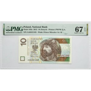 10 złotych 2012 - AA - PMG 67 EPQ