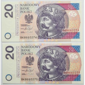 20 złotych 2016 - BK (2 szt.) - numery kolejne