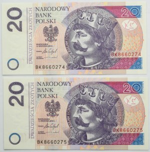20 złotych 2016 - BK (2 szt.) - numery kolejne