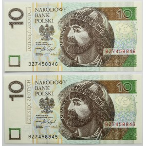 10 złotych 2016 - BZ (2 szt.) - numery kolejne