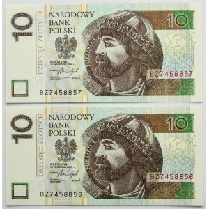10 złotych 2016 - BZ (2 szt.) - numery kolejne