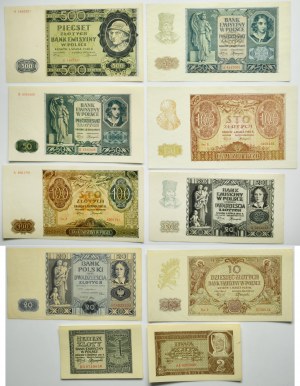 Sada, 1-500 zlatých 1936-1941 (10 ks)