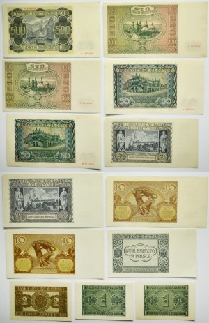 Zestaw, 1-500 złotych 1940-41 (13 szt.)