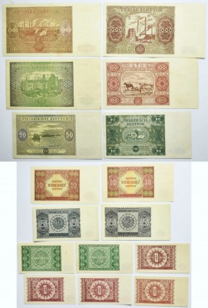 Sada, 1-1 000 zlatých 1946-47 (16 kusů)