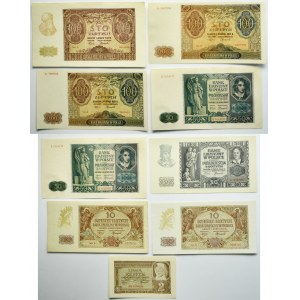Set, 2-100 gold 1940-41 (9 pieces).