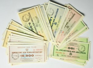 Set, buoni di rivalutazione del deposito PLN 100 - 10.000 (circa 50 pezzi)