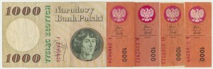 1,000 zloty 1965 (4 pieces).