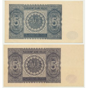 5 oro 1946 (2 pezzi) - variazioni di colore