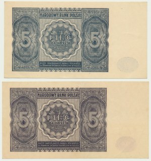5 oro 1946 (2 pezzi) - variazioni di colore