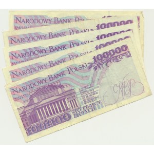 Zestaw, 100.000 złotych 1993 (5 szt.)