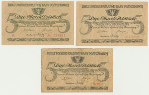 5 známok 1919 (3 kusy).