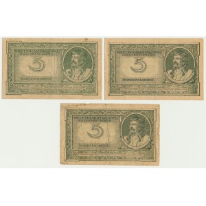 5 známok 1919 (3 kusy).