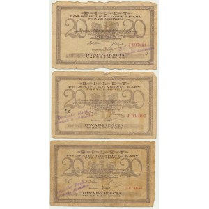 20 marks 1919 (3 pieces).