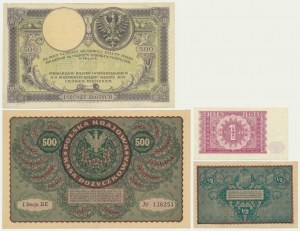 Zestaw, 1/2-500 marek/złotych 1919-46 (4 szt.)