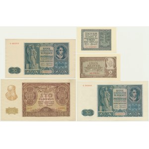 Zestaw, 1-100 złotych 1940-41 (5 szt.)