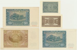 Zestaw, 1-100 złotych 1940-41 (5 szt.)