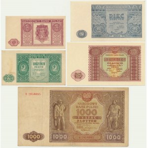 Satz, 1-1.000 Gold 1946 (5 Stück)