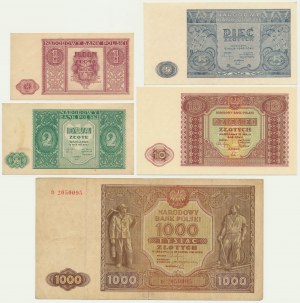 Zestaw, 1-1.000 złotych 1946 (5 szt.)