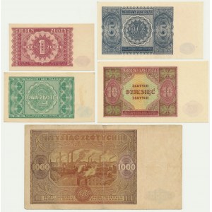 Súprava, 1-1 000 zlatých 1946 (5 kusov)