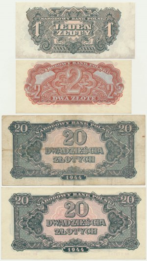 Set, 1-20 gold 1944 (4 pieces).