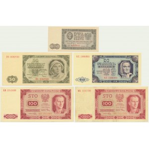 Zestaw, 2-100 złotych 1948 (5 szt.)