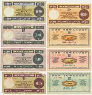 Pewex, sada 1-50 centů 1969-79 (8 kusů).