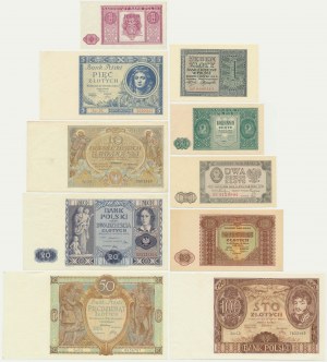 Zestaw, 1-100 złotych 1929-48 (10 szt.)